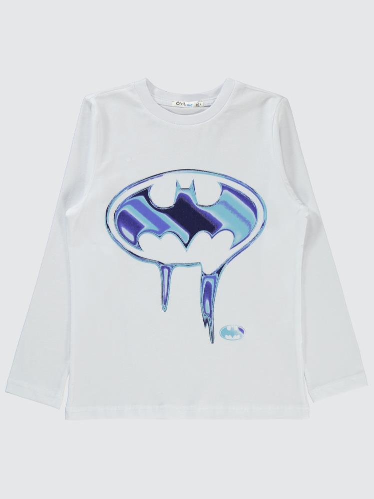 Batman Baskılı 10-13 Yaş Sweatshirt - Beyaz