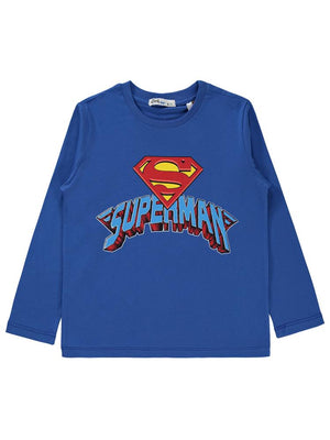 Superman Baskılı 10-13 Yaş Sweatshirt - Mavi