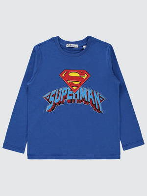 Superman Baskılı 10-13 Yaş Sweatshirt - Mavi