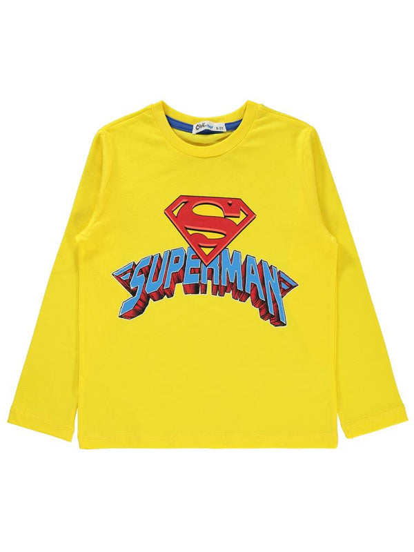 Superman Baskılı 6-9 Yaş Sweatshirt - Sarı