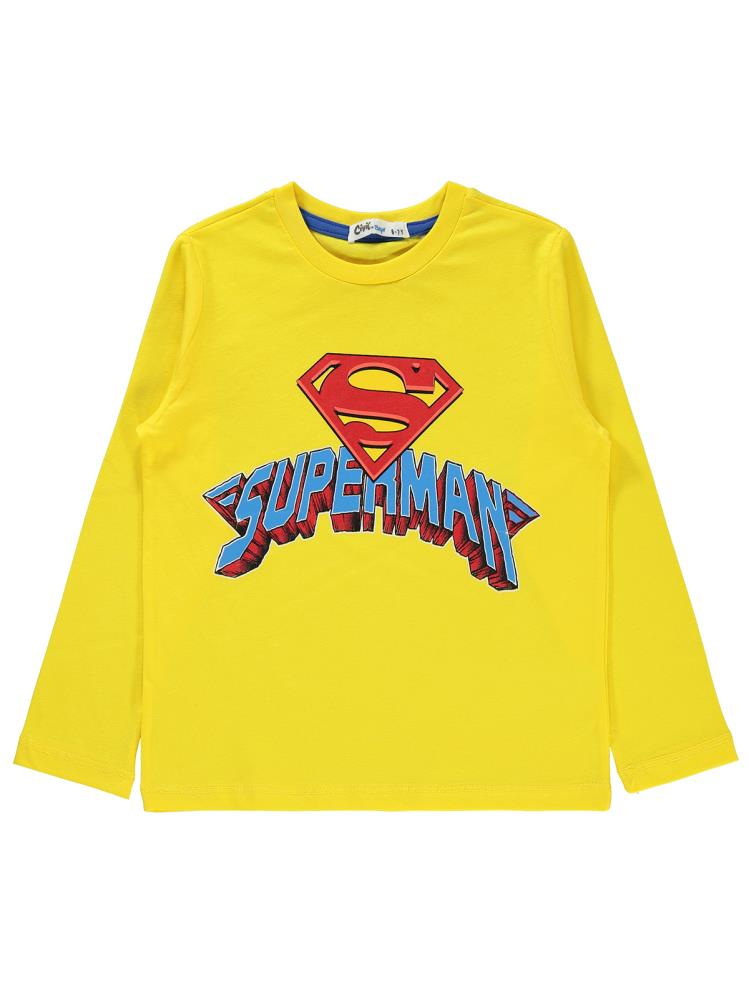 Superman Baskılı 6-9 Yaş Sweatshirt - Sarı