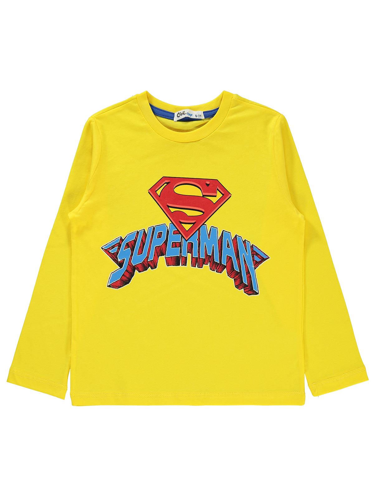 Superman Baskılı 6-9 Yaş Sweatshirt - Sarı