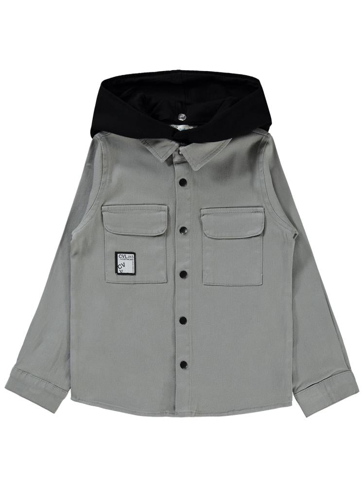 Civil Boys Kapşonlu 6-9 Yaş Gömlek - Gri