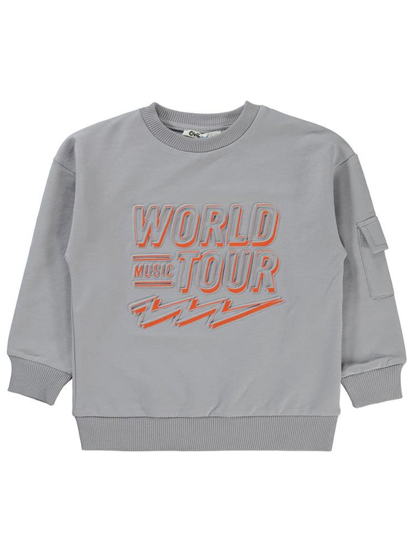 Civil Boys World Baskılı 2-5 Yaş Sweatshirt - Gri