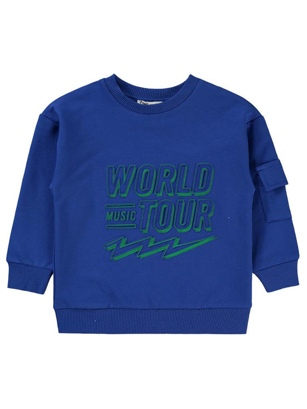 Civil Boys World Baskılı 2-5 Yaş Sweatshirt - Mavi