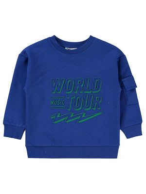 Civil Boys World Baskılı 2-5 Yaş Sweatshirt - Mavi