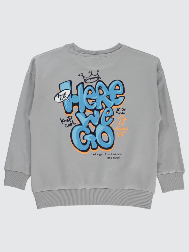 Civil Boys Here Baskılı 10-13 Yaş Sweatshirt - Gri