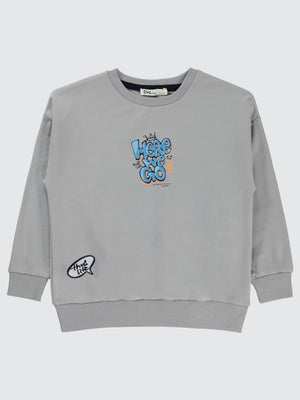 Civil Boys Here Baskılı 10-13 Yaş Sweatshirt - Gri