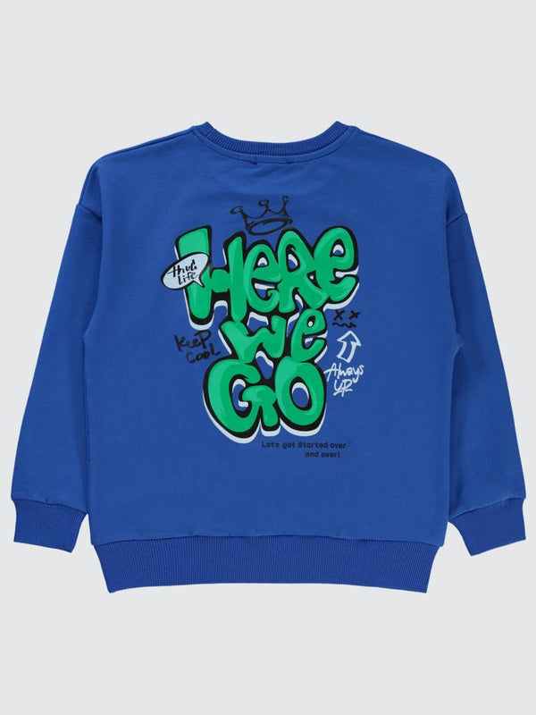 Civil Boys Here Baskılı 6-9 Yaş Sweatshirt - Mavi