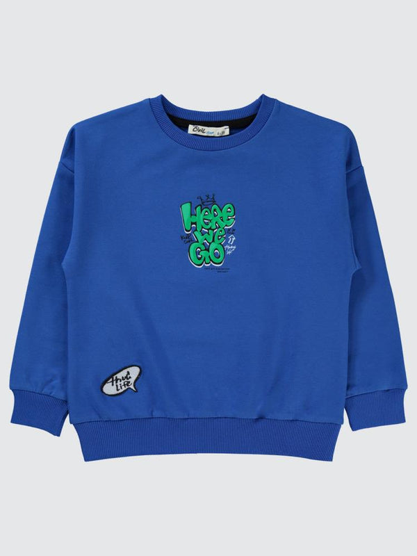 Civil Boys Here Baskılı 6-9 Yaş Sweatshirt - Mavi