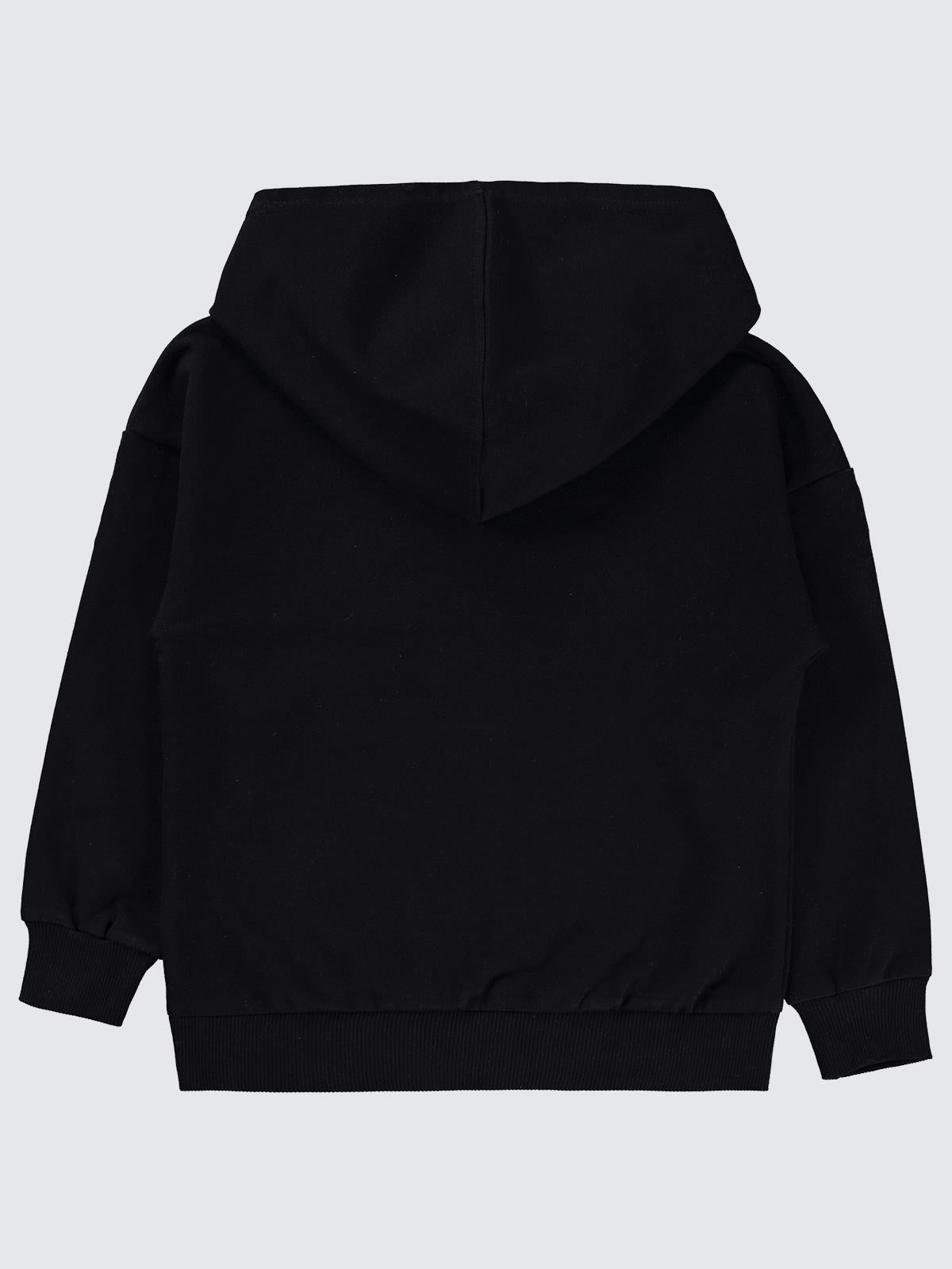 Civil Erkek Çocuk Neber Baskılı Sweatshirt | 2 İp Uzun Kol Kapşonlu | Okul Kreş ve Günlük Kullanım - Siyah
