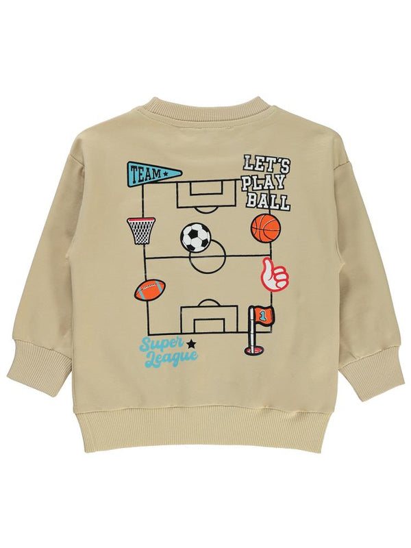 Civil Boys Lets Play Ball Baskılı 2-5 Yaş Sweatshirt - Bej