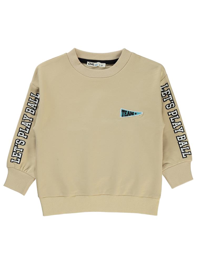 Civil Boys Lets Play Ball Baskılı 2-5 Yaş Sweatshirt - Bej