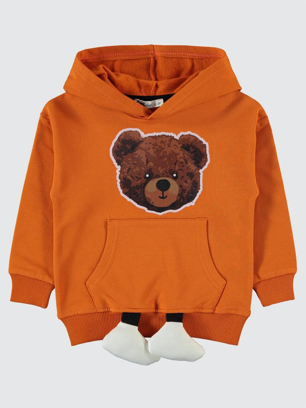 Civil Boys Ayıcık Baskılı Ayaklı 2-5 Yaş Sweatshirt - Turuncu
