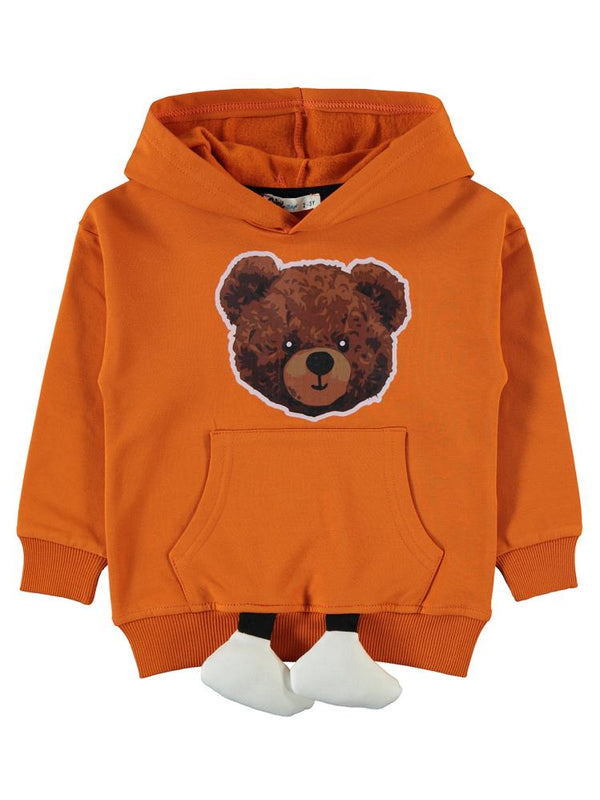 Civil Boys Ayıcık Baskılı Ayaklı 2-5 Yaş Sweatshirt - Turuncu