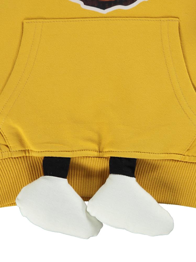 Civil Boys Ayıcık Baskılı Ayaklı 2-5 Yaş Sweatshirt - Hardal