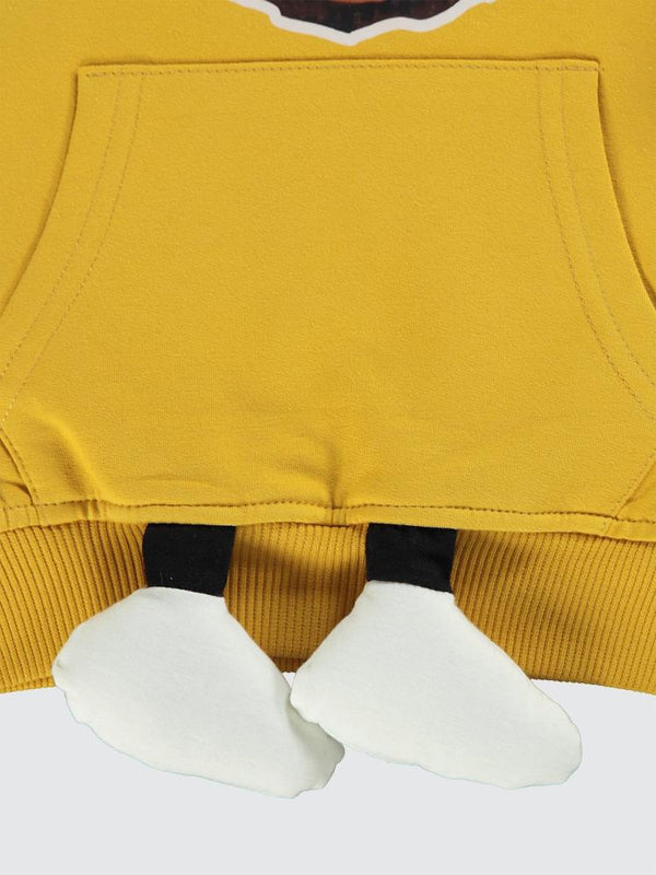 Civil Boys Ayıcık Baskılı Ayaklı 2-5 Yaş Sweatshirt - Hardal