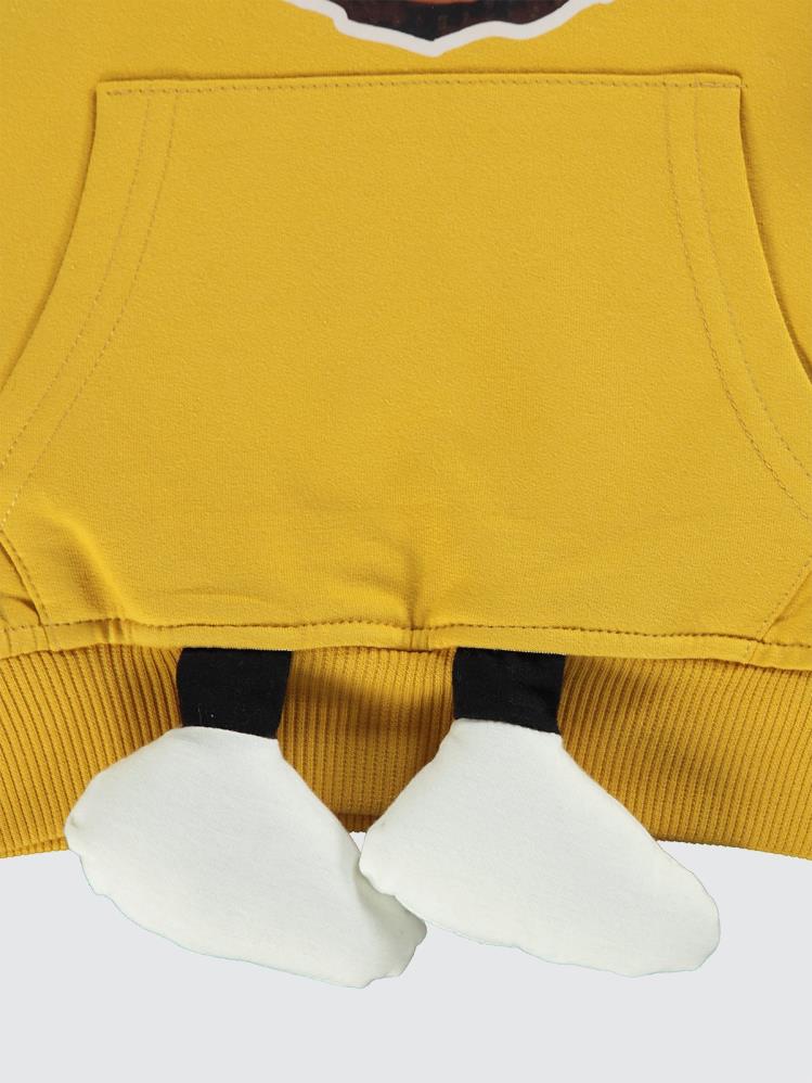 Civil Boys Ayıcık Baskılı Ayaklı 2-5 Yaş Sweatshirt - Hardal