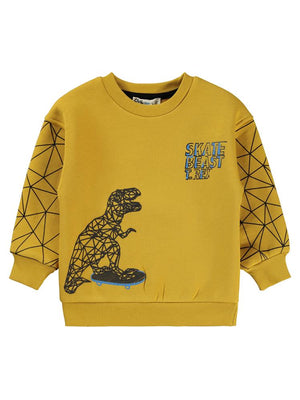 Civil Boys Dinazor Baskılı 2-5 Yaş Sweatshirt - Hardal