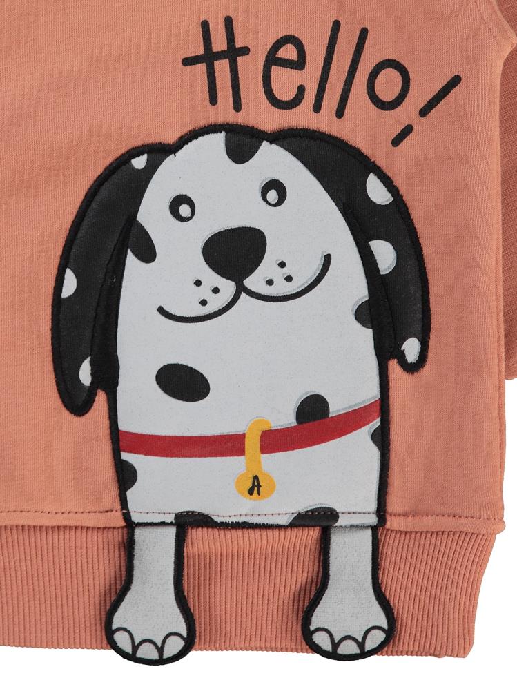 Civil Boys Hello Köpek Baskılı 2-5 Yaş Sweatshirt - Turuncu