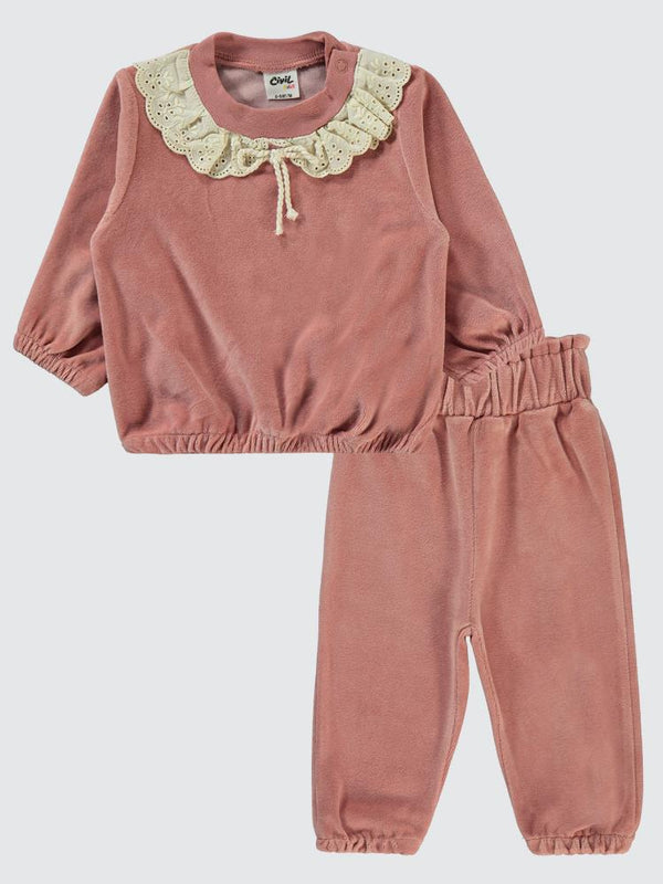 Civil Baby Dantel Yaka 6-18 Ay Takım - Pudra