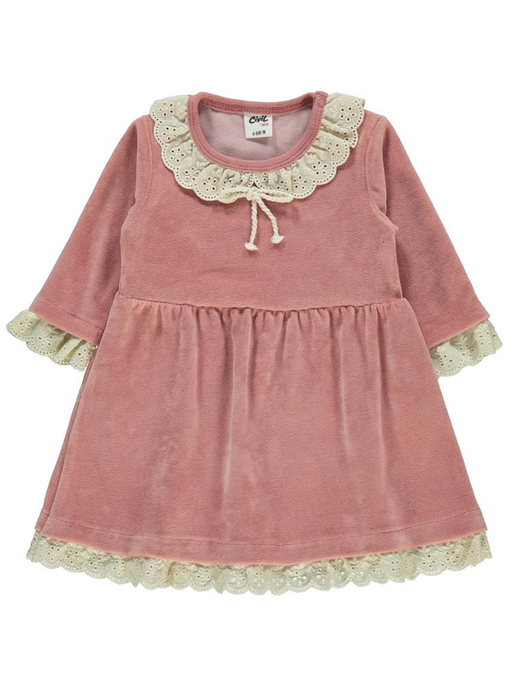 Civil Baby Dantel Yaka 6-18 Ay Elbise - Pudra