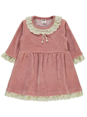 Civil Baby Dantel Yaka 6-18 Ay Elbise - Pudra