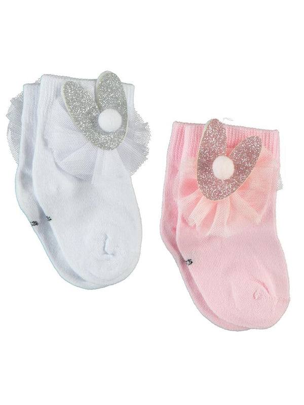 Civil Baby Kalp Aksesuarlı 6-18 Ay Bebek Kız Çorap - Pembe