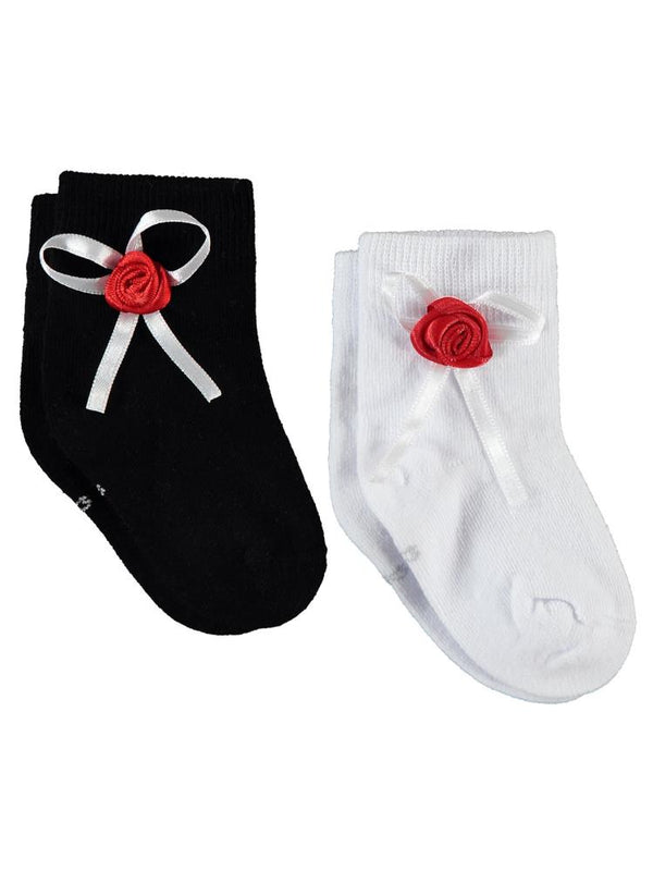Civil Baby Gül Kurdale Aksesuarlı 6-24 Ay Bebek Kız Çorap - Siyah