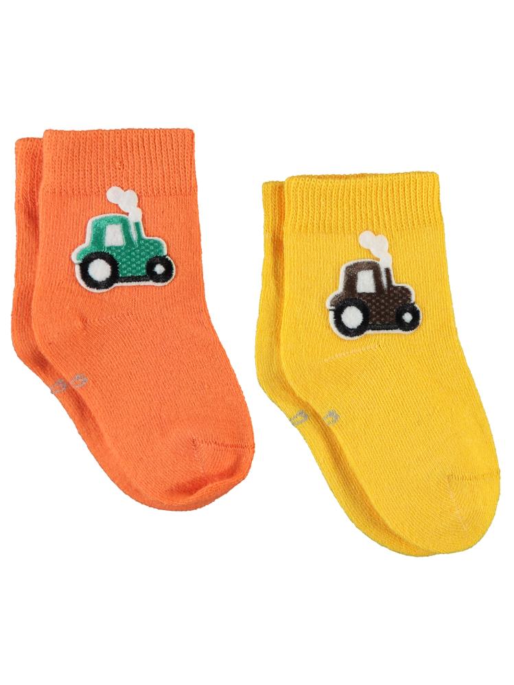 Civil Baby Erkek Bebek Aksesuarlı 2'li Çorap 6-18 Ay - Sarı