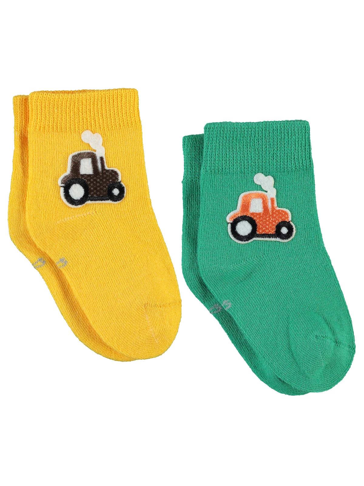 Civil Baby Erkek Bebek Aksesuarlı 2'li Çorap 6- - Yeşil