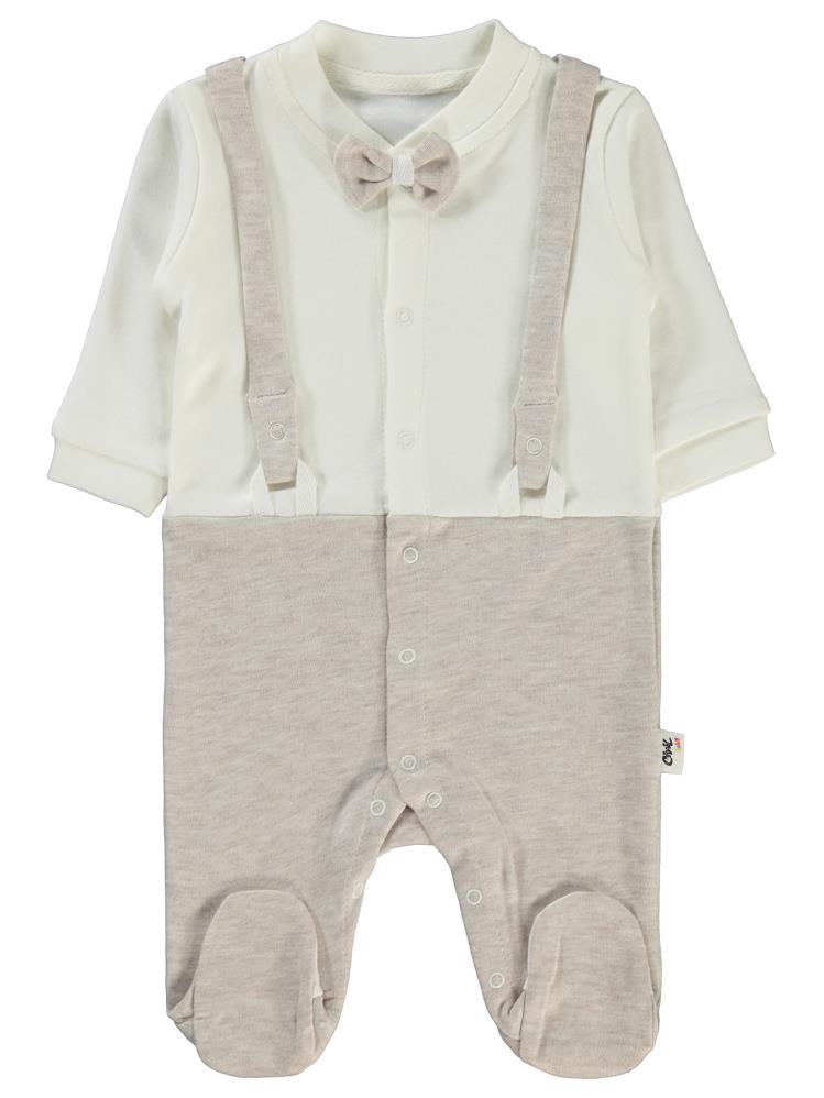 Civil Baby Askılı Papyonlu1-9 Ay Tulum - Kahverengi
