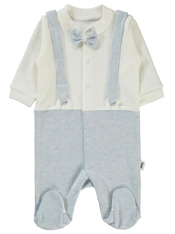 Civil Baby Askılı Papyonlu1-9 Ay Tulum - Mavi