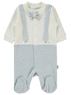 Civil Baby Askılı Papyonlu1-9 Ay Tulum - Mavi