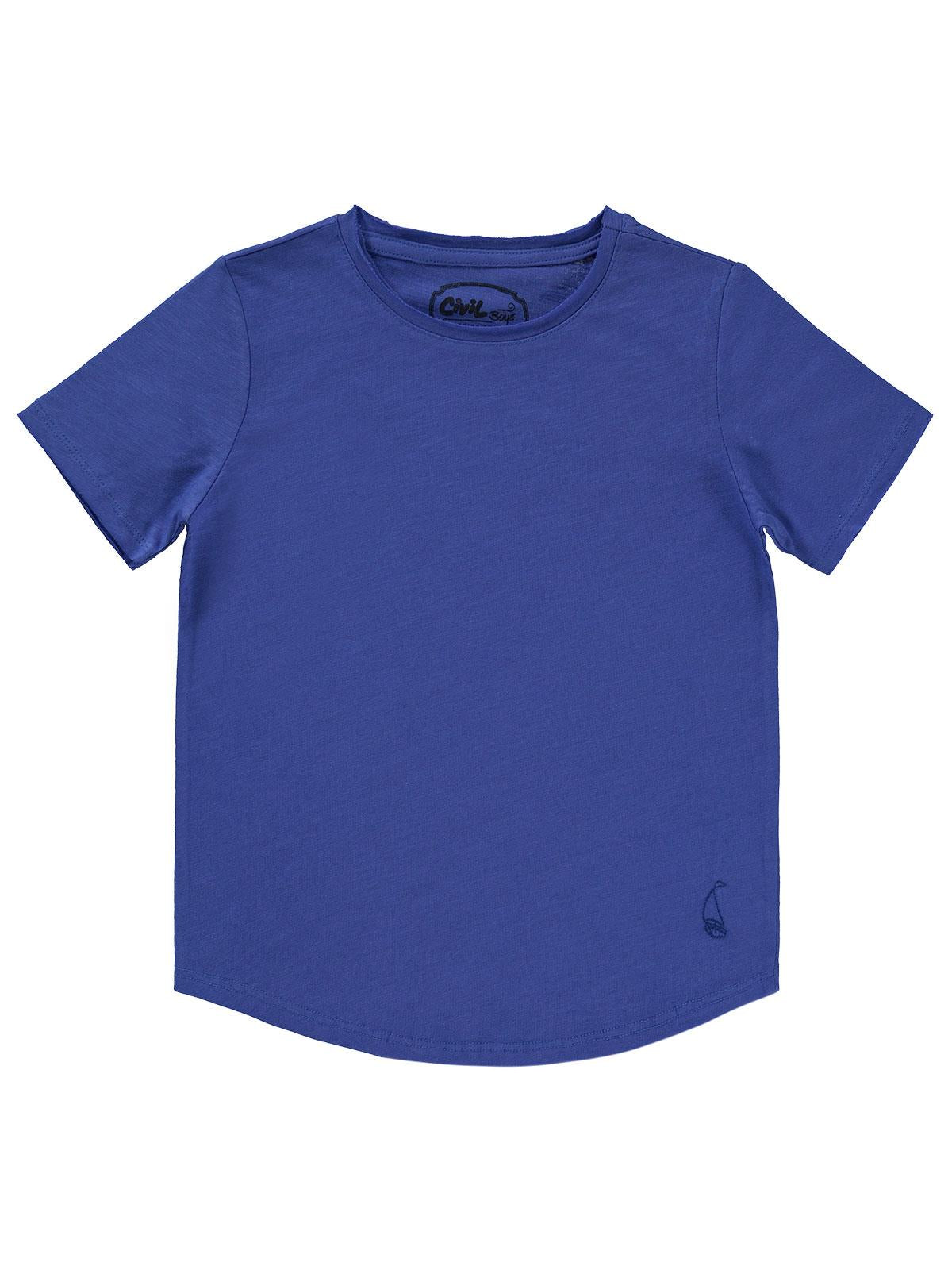 Civil Boys Flamlı Yelkenli Nakışlı 6-9 Yaş Tişört - Mavi