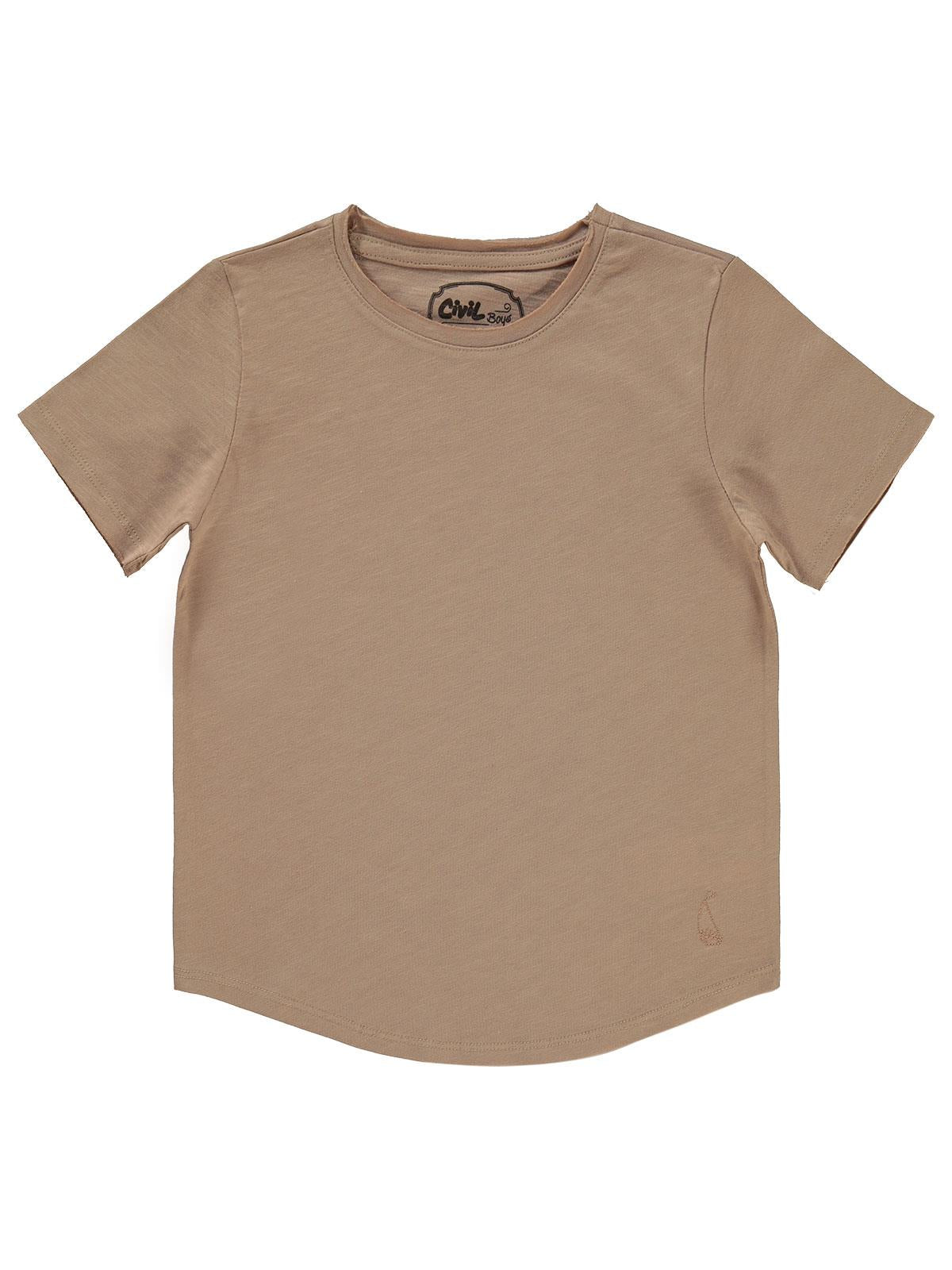 Civil Boys Flamlı Yelkenli Nakışlı 6-9 Yaş Tişört - Bej