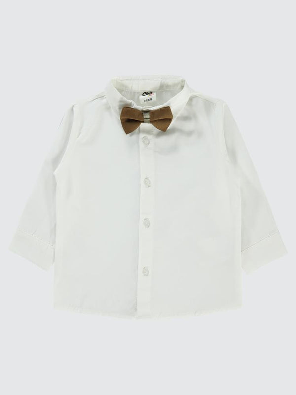 Civil Baby Yazı Baskılı Papyonlu 3'Lü 6-18 Ay Takım - Kahverengi