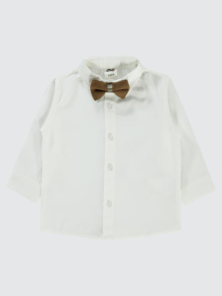 Civil Baby Yazı Baskılı Papyonlu 3'Lü 6-18 Ay Takım - Kahverengi