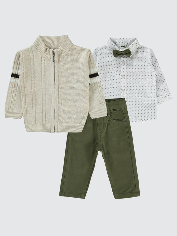 Civil Baby Hırkalı 3'Lü 6-18 Ay Takım - Bej