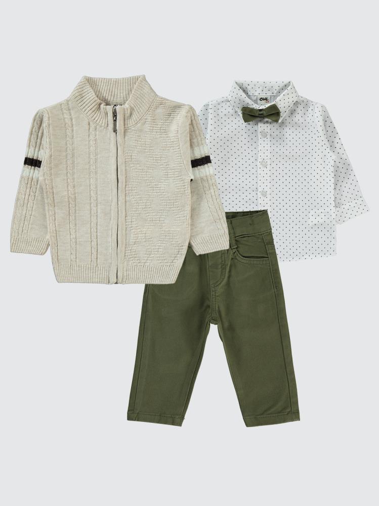 Civil Baby Hırkalı 3'Lü 6-18 Ay Takım - Bej