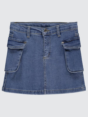 Civil Girls Kargo Cepli 6-9 Yaş Etek - Mavi