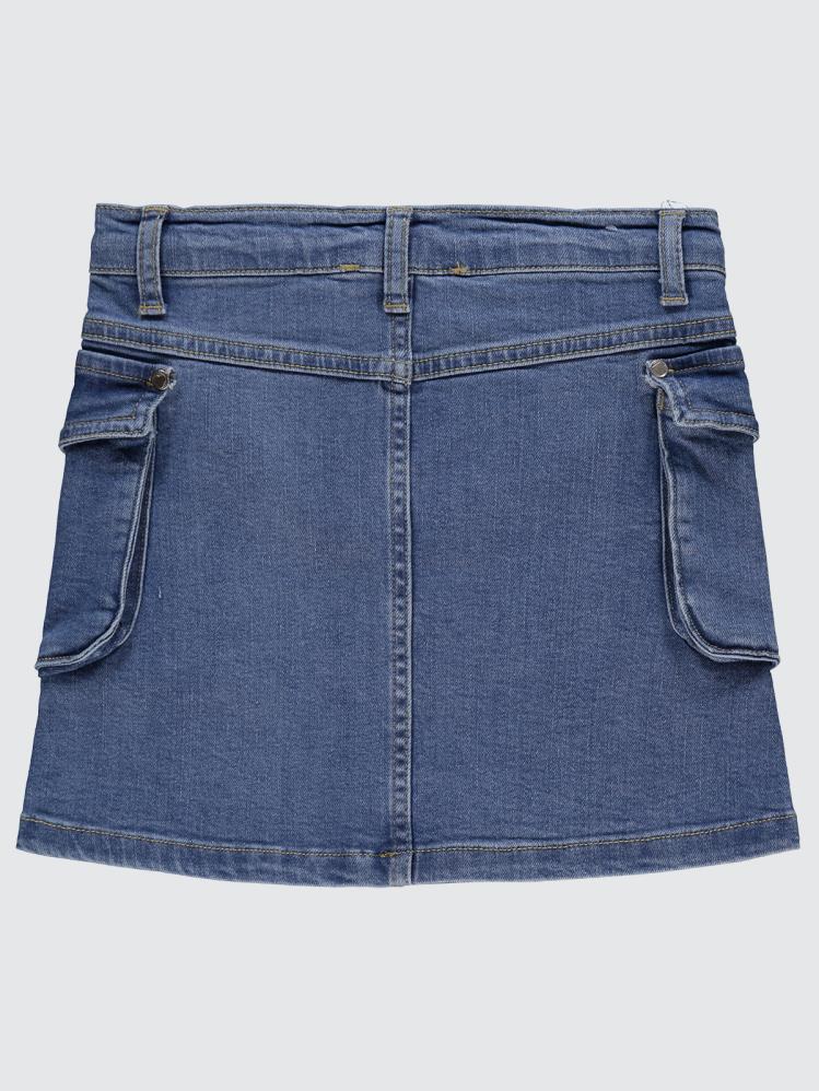 Civil Girls Kargo Cepli 6-9 Yaş Etek - Mavi