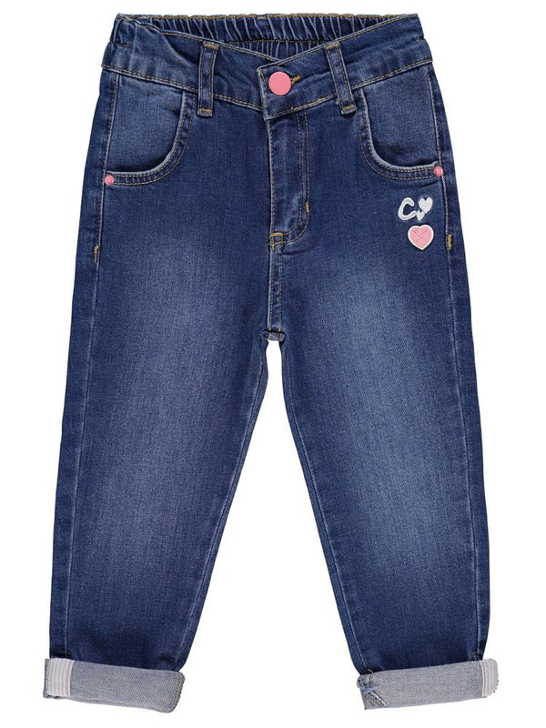 Civil Girls Kalp Nakışlı 2-5 Yaş Pantolon - Mavi