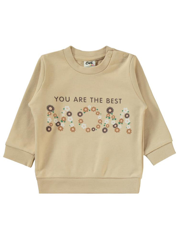 Civil Baby Mom Baskılı 6-18 Ay Takım - Kahverengi