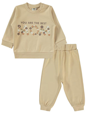 Civil Baby Mom Baskılı 6-18 Ay Takım - Kahverengi