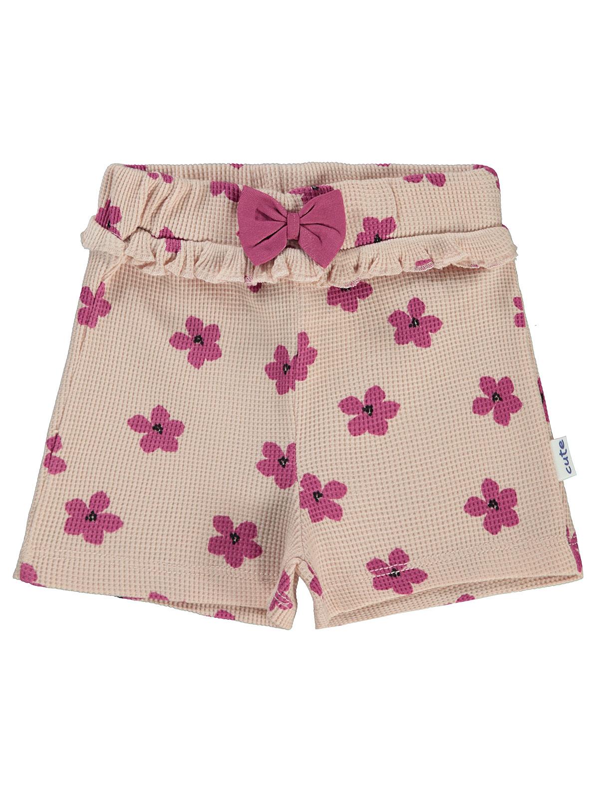 Civil Baby Çiçek Empirmeli 6-18 Ay Şort - Pudra