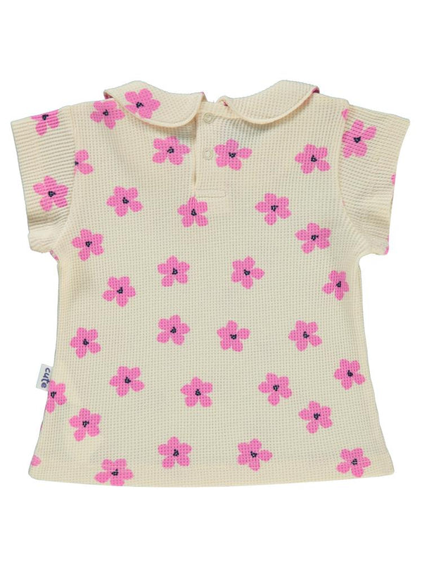 Civil Baby Çiçek Empirmeli 6-18 Ay Tişört - Fil Dişi