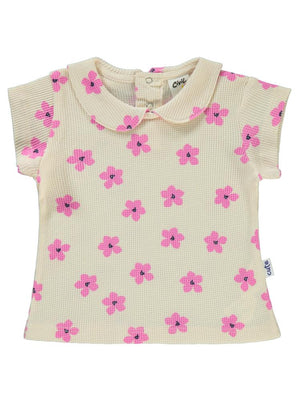 Civil Baby Çiçek Empirmeli 6-18 Ay Tişört - Fil Dişi