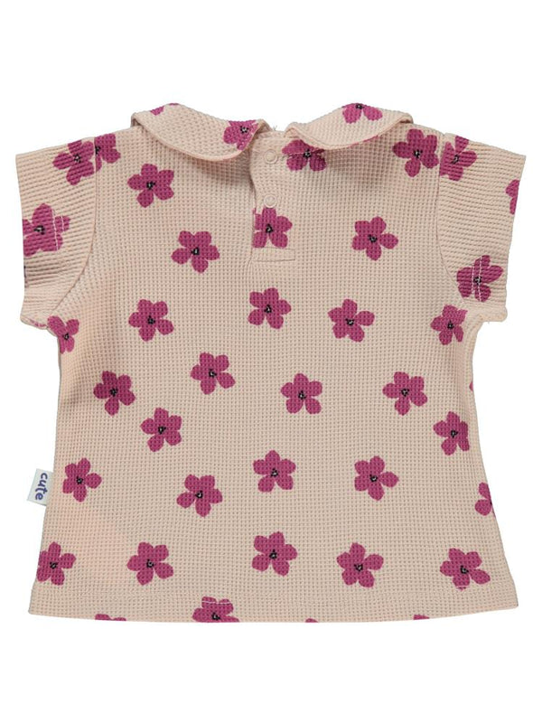 Civil Baby Çiçek Empirmeli 6-18 Ay Tişört - Pudra