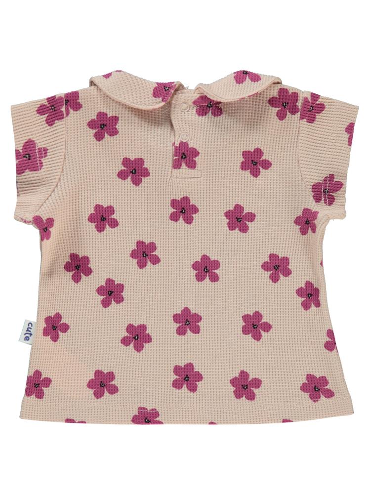 Civil Baby Çiçek Empirmeli 6-18 Ay Tişört - Pudra